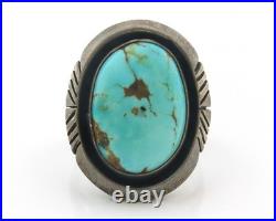 Navajo Ring Sterling Silver Turquoise Signed Sunrise Size 6.25