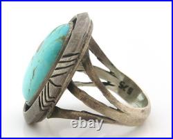 Navajo Ring Sterling Silver Turquoise Signed Sunrise Size 6.25