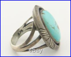 Navajo Ring Sterling Silver Turquoise Signed Sunrise Size 6.25