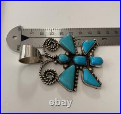 Navajo Robert Yellowhorse Sterling Silver / Turquoise Butterfly Pendant