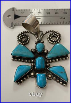 Navajo Robert Yellowhorse Sterling Silver / Turquoise Butterfly Pendant