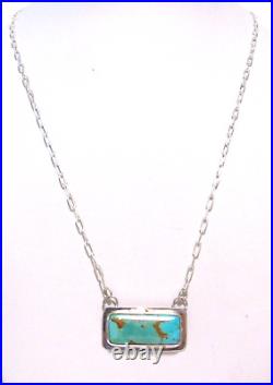 Navajo Royston Turquoise Bar Necklace Sterling Silver Native American Signed