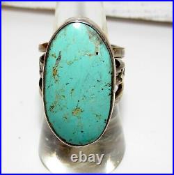 Navajo Royston Turquoise Ring Sz 9 Sterling Silver Signed Native American