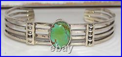 Navajo Royston Turquoise Stacker Cuff Bracelet Sterling Silver