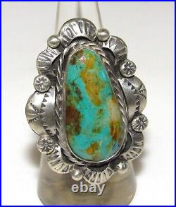 Navajo Royston Turquoise Statement Ring Sz 7 Sterling Silver Signed Native