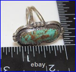 Navajo Royston Turquoise Statement Ring Sz 7 Sterling Silver Signed Native