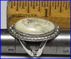 Navajo SCRIMSHAW SHIH TZU DOG Ring Sterling Silver NATIVE Size 4 SIGNED Stark