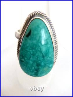 Navajo Sheryl Martinez Kingman Turquoise Ring 925 Sterling Silver Adjustable Sz