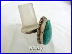 Navajo Sheryl Martinez Kingman Turquoise Ring 925 Sterling Silver Adjustable Sz