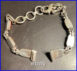 Navajo Shirley Henry SH Sterling Silver Coral Watch Bracelet 8