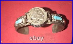 Navajo Signed Sterling Silver Cuff Bracelet Turqualse & Coral? Native American