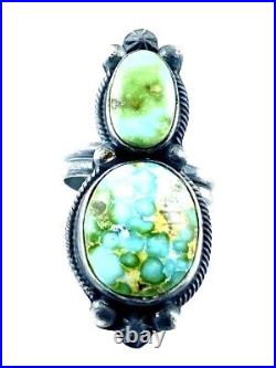 Navajo Sonoran Gold Turquoise Sterling Silver Handmade Adjustable Ring-Tim Smith