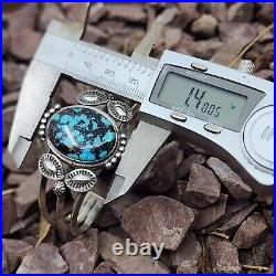 Navajo Spiderweb Bisbee Turquoise Sterling Silver Native American Cuff Bracelet