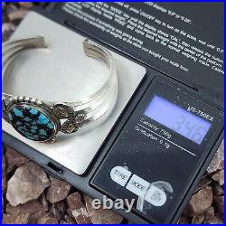 Navajo Spiderweb Bisbee Turquoise Sterling Silver Native American Cuff Bracelet