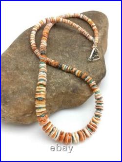 Navajo Spiny Oyster Graduated Necklace Sterling Silver 21 4771