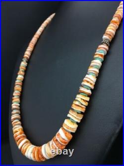 Navajo Spiny Oyster Graduated Necklace Sterling Silver 21 4771