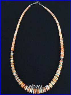 Navajo Spiny Oyster Graduated Necklace Sterling Silver 21 4771