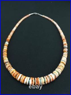 Navajo Spiny Oyster Graduated Necklace Sterling Silver 21 4771