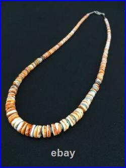 Navajo Spiny Oyster Graduated Necklace Sterling Silver 21 4771