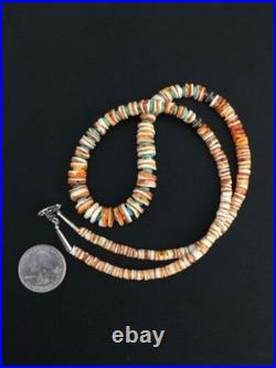 Navajo Spiny Oyster Graduated Necklace Sterling Silver 21 4771