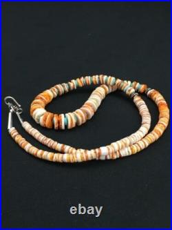 Navajo Spiny Oyster Graduated Necklace Sterling Silver 21 4771