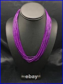 Navajo Stabilized Sugilite 10S Sterling Silver Tube Heishi Necklace 19 4195