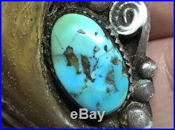 Navajo Sterling Faux Bear Claw Turquoise & Coral Huge Squash Blossom Pendant