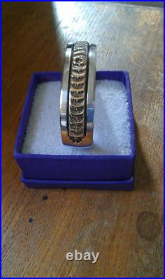Navajo Sterling Silver 12KGF Cuff Bracelet by Verna Blackgoat 41 Grams