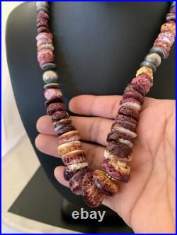 Navajo Sterling Silver Beads Purple Spiny Oyster Necklace 01522