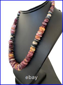 Navajo Sterling Silver Beads Purple Spiny Oyster Necklace 01522