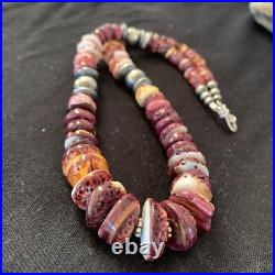 Navajo Sterling Silver Beads Purple Spiny Oyster Necklace 01522