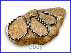 Navajo Sterling Silver Beads Rondelles Saucer Flat Bead Bracelet 4mm 8 97408