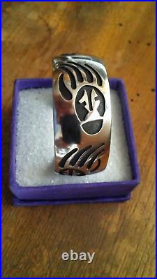 Navajo Sterling Silver Bear Paw Cuff Bracelet by Atkinson Trading Co 62 Gram