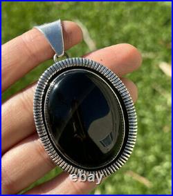 Navajo Sterling Silver Black Onyx Pendant. Philbert Secatero Handmade