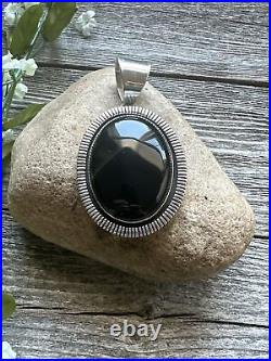 Navajo Sterling Silver Black Onyx Pendant. Philbert Secatero Handmade