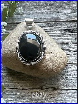 Navajo Sterling Silver Black Onyx Pendant. Philbert Secatero Handmade