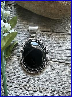 Navajo Sterling Silver Black Onyx Pendant. Philbert Secatero Handmade