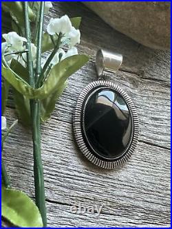 Navajo Sterling Silver Black Onyx Pendant. Philbert Secatero Handmade