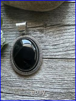 Navajo Sterling Silver Black Onyx Pendant. Philbert Secatero Handmade