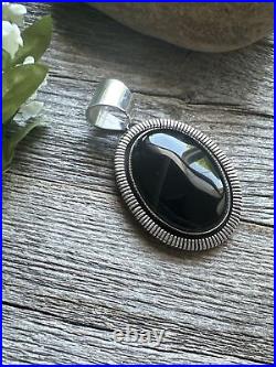 Navajo Sterling Silver Black Onyx Pendant. Philbert Secatero Handmade