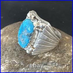 Navajo Sterling Silver Blue Kingman Turquoise Ring Size 10.75 19006