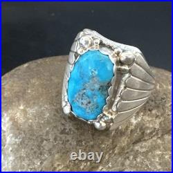 Navajo Sterling Silver Blue Kingman Turquoise Ring Size 10.75 19006