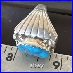 Navajo Sterling Silver Blue Kingman Turquoise Ring Size 10.75 19006