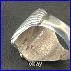 Navajo Sterling Silver Blue Kingman Turquoise Ring Size 10.75 19006