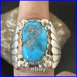 Navajo Sterling Silver Blue Kingman Turquoise Ring Size 10.75 19006