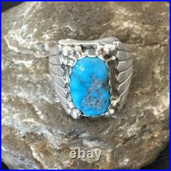 Navajo Sterling Silver Blue Kingman Turquoise Ring Size 10.75 19006