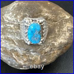 Navajo Sterling Silver Blue Kingman Turquoise Ring Size 10.75 19006
