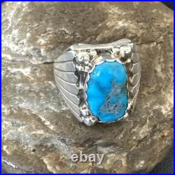 Navajo Sterling Silver Blue Kingman Turquoise Ring Size 10.75 19006
