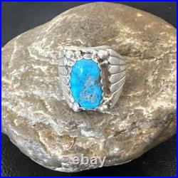 Navajo Sterling Silver Blue Kingman Turquoise Ring Size 10.75 19006