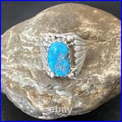 Navajo Sterling Silver Blue Kingman Turquoise Ring Size 10.75 19006